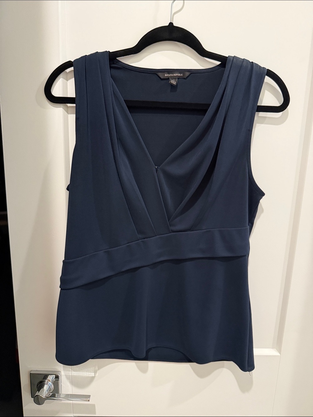 Banana Republic Navy Sleeveless V-Neck Draped Camisole